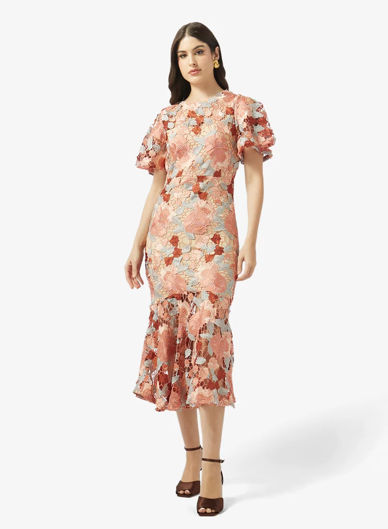 جاست مي فستان قصير بأكمام مطبوعة وطبقات